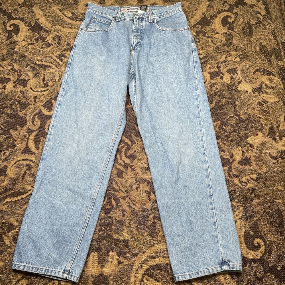 Vtg Anchor Blue Baggy Jeans Mens Size 32x30 Light Wash Retro Hip Hop 90s